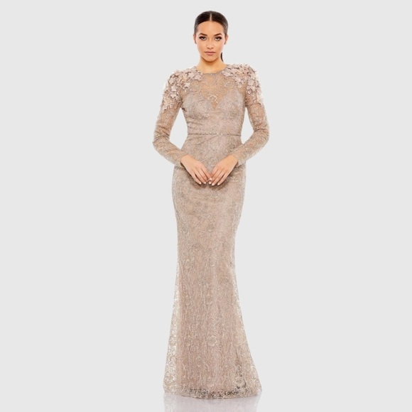 Mac Duggal 11323 NWT Embellished Shoulder Detail Long Sleeve Gown - Picture 2 of 8